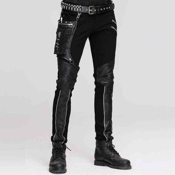 men jeans devil fashion punk leather pants men with hip holster pocket casual vintage halloween stitched tactical 22 1222, Black
men jeans devil fashion punk leather pants men with hip holster pocket casual vintage halloween stitched tactical 22 1222, Black