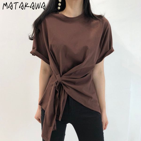 shortsleeved tshirt korea chic summer round neck t shirts for women loose casual irregular twist woman tshirts 210506, White
shortsleeved tshirt korea chic summer round neck t shirts for women loose casual irregular twist woman tshirts 210506, White