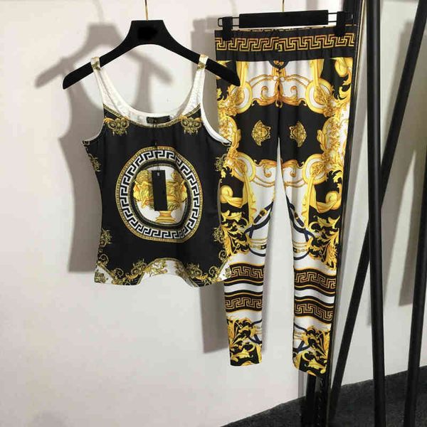 ve womens trousers suit medusa lion head retro print camisole stretch thin leggings long and short navel camisole slim handsome and eclectic, White
ve womens trousers suit medusa lion head retro print camisole stretch thin leggings long and short navel camisole slim handsome and eclectic, White