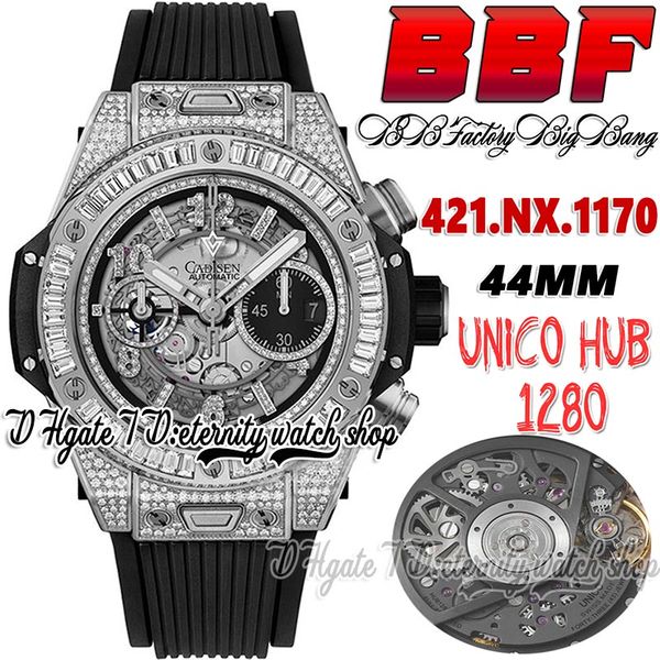 bbf bb421.nx unico titanium mens watch hub1280 automatic chronograph baguette paved diamonds case black gray skeleton dial stick rubber stra, Slivery;brown
bbf bb421.nx unico titanium mens watch hub1280 automatic chronograph baguette paved diamonds case black gray skeleton dial stick rubber stra, Slivery;brown