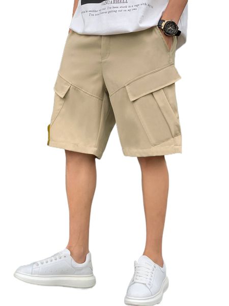 men flap pocket side shorts y099#, White;black