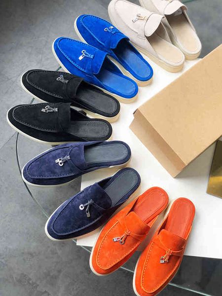 slippers vallu spring autumn color solid round head cow suede hardware pendant decoration ladies muller slippers 70du, Black
slippers vallu spring autumn color solid round head cow suede hardware pendant decoration ladies muller slippers 70du, Black