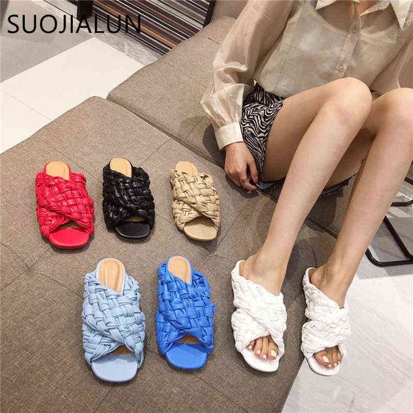 

suojialun zomer vrouwen slipper merk weave dames sandaal schoenen lage open teen platte casual slides strand slippers big size 35 42 220509, Black