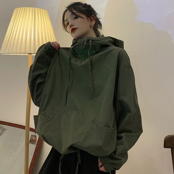 women's hoodies sweatshirts military green tooling sweatshirt spring loose casual fashion lazy thin style 230206, Black
women's hoodies sweatshirts military green tooling sweatshirt spring loose casual fashion lazy thin style 230206, Black