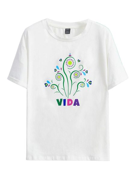 x nayeli miranda letter & heart print tee 23oy#, White