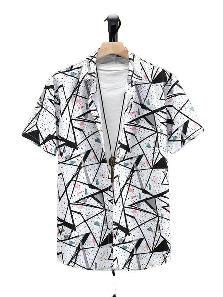 men random geo print shirt without tee a4yl#, White;black
men random geo print shirt without tee a4yl#, White;black
