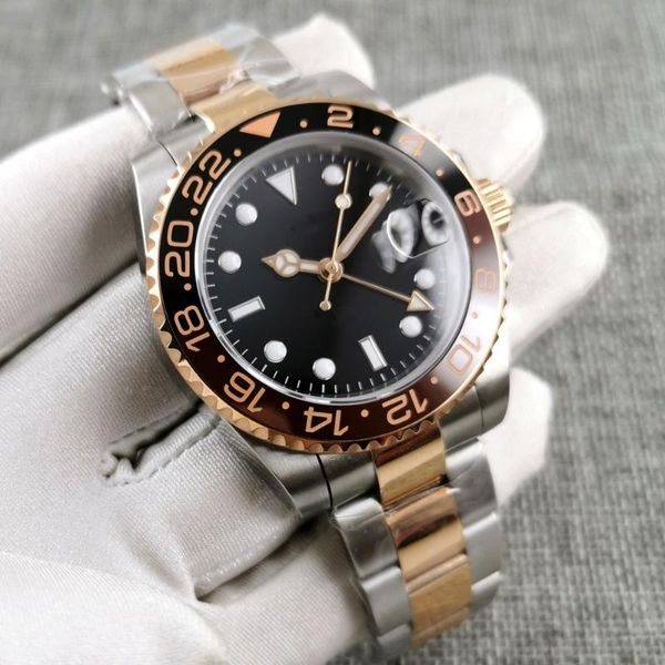 wristwatches 40mm black dial sapphire glass luminous oyster bracelet rose gold gmt automatic men's watch ceramic bezel, Slivery;golden
wristwatches 40mm black dial sapphire glass luminous oyster bracelet rose gold gmt automatic men's watch ceramic bezel, Slivery;golden