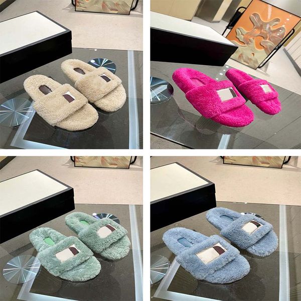 slippers designer womens warm slippers luxury fashion ladies new l indoor plush 35-41, Black