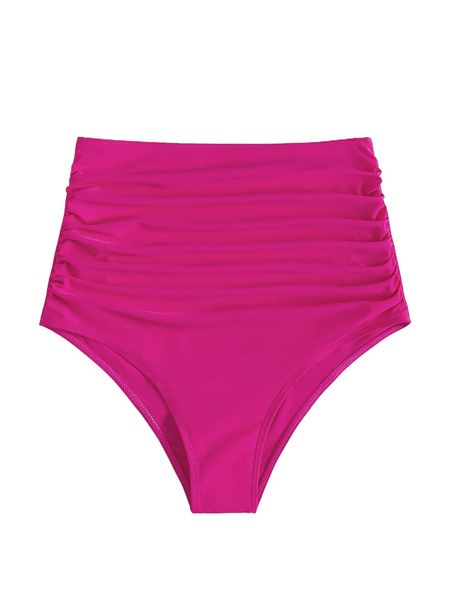 ruched high waisted bikini bottom o53l#, White;black