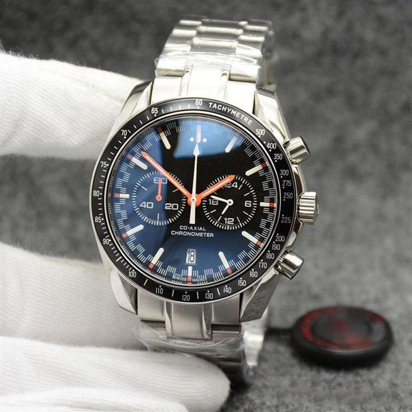 high grade 44mm quartz chronograph mens watches red hands stainless steel bracelet fixed bezel with a ring showing tachymeter 253s, Slivery;brown
high grade 44mm quartz chronograph mens watches red hands stainless steel bracelet fixed bezel with a ring showing tachymeter 253s, Slivery;brown