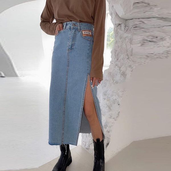 skirts women's denim split a-line skirt high waist casual straight midi female autumn lady vintage streetwear bottomsskirts, Black
skirts women's denim split a-line skirt high waist casual straight midi female autumn lady vintage streetwear bottomsskirts, Black