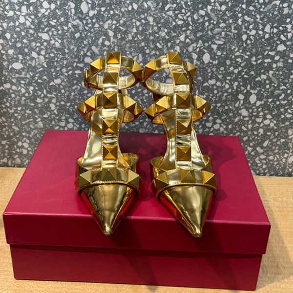sandals for women genuine sheepskin insole rivet high heels shoes pointed toe buckle ankle sandal boots gold silver fashion temperament cool, Black
sandals for women genuine sheepskin insole rivet high heels shoes pointed toe buckle ankle sandal boots gold silver fashion temperament cool, Black
