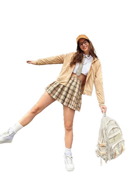 zip up drop shoulder drawstring hoodie & plaid pleated skirt without blouse w4ge#, White
zip up drop shoulder drawstring hoodie & plaid pleated skirt without blouse w4ge#, White