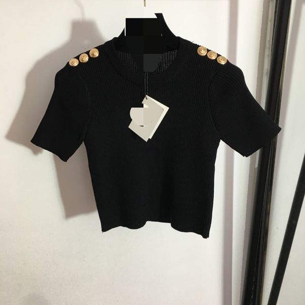 709 l 2022 runway summer brand same style sweater crew neck short sleeve white blue black women's sweaters meiyi, White;black
709 l 2022 runway summer brand same style sweater crew neck short sleeve white blue black women's sweaters meiyi, White;black