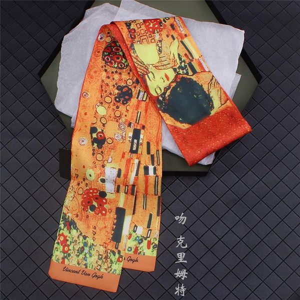 gustav klimtthe kissoil painting twill silk scarf women neckerchief skinny bag female headband scarves for ladies, Blue;gray
gustav klimtthe kissoil painting twill silk scarf women neckerchief skinny bag female headband scarves for ladies, Blue;gray
