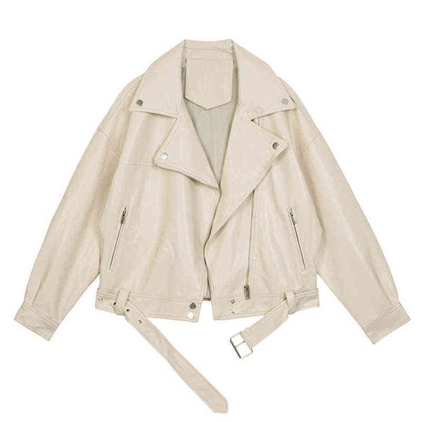 ailegogo new autumn women pu leather motorcycle jacket female with belt solid color lady loose casual bf style coat outwear l220728, Black
ailegogo new autumn women pu leather motorcycle jacket female with belt solid color lady loose casual bf style coat outwear l220728, Black