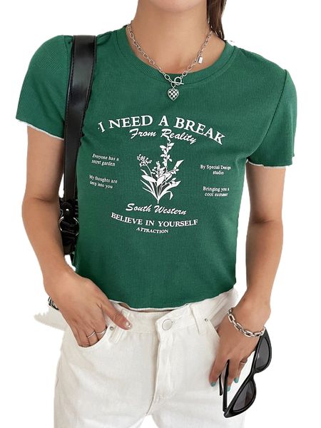 dazy slogan & floral print tee r9dh#, White
dazy slogan & floral print tee r9dh#, White