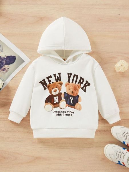 baby bear and letter graphic hoodie she, Black
baby bear and letter graphic hoodie she, Black
