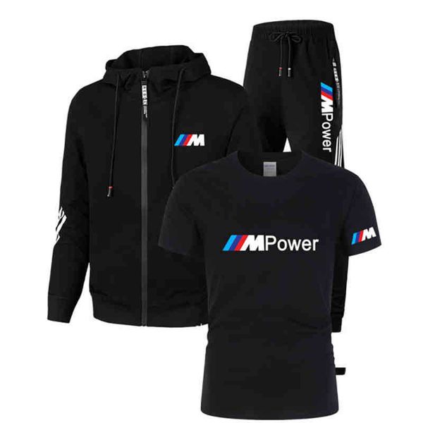 2021 bmw m sportswear hoodie spring thin zipper suit + t-shirt three-piece fitness jogging, White;black
2021 bmw m sportswear hoodie spring thin zipper suit + t-shirt three-piece fitness jogging, White;black