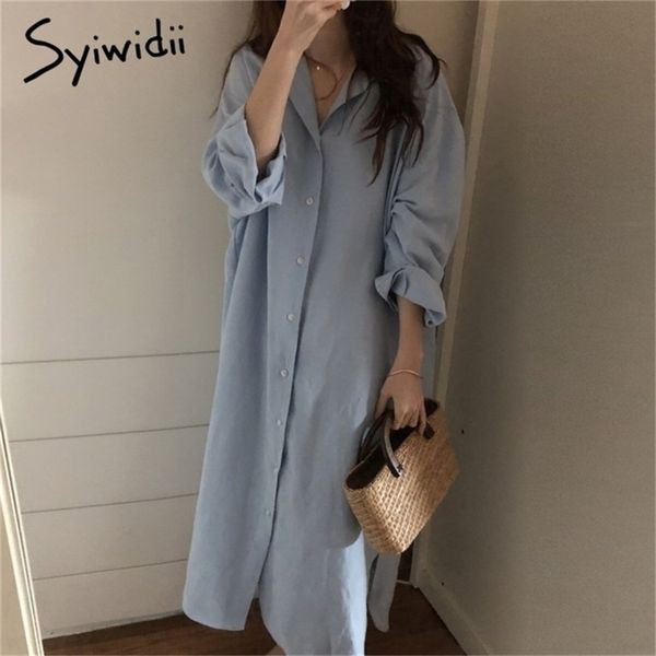 long blouse women cotton blue white batwing sleeve button up shirt korean fashion clothes plus size elegant 210607
long blouse women cotton blue white batwing sleeve button up shirt korean fashion clothes plus size elegant 210607