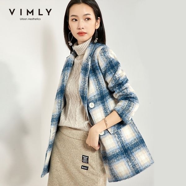 vimly women plaid wool coat vintage autumn winter turn down collar double breasted loose warm female jacket thick overcoat 30107 201102, Black
vimly women plaid wool coat vintage autumn winter turn down collar double breasted loose warm female jacket thick overcoat 30107 201102, Black
