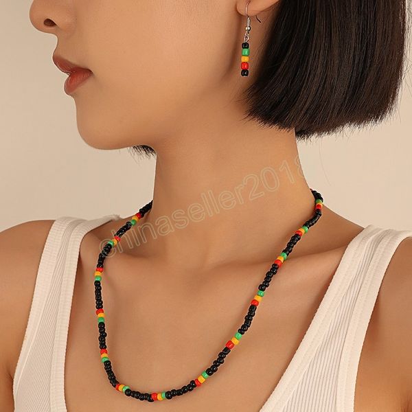 bohemian colorful seed bead necklace and earring for women new ethnic handmade bead jewelry set summer vacation gift, Silver
bohemian colorful seed bead necklace and earring for women new ethnic handmade bead jewelry set summer vacation gift, Silver