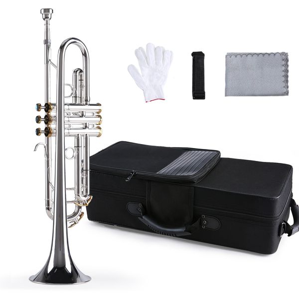 prefessional bb trumpet brass material silver-plated surface beautiful shell buttons wind instrument
prefessional bb trumpet brass material silver-plated surface beautiful shell buttons wind instrument