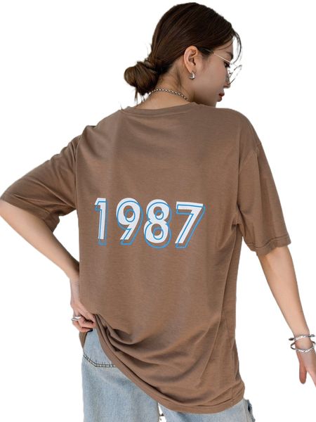 dazy number & slogan graphic drop shoulder tee c4fn#, White