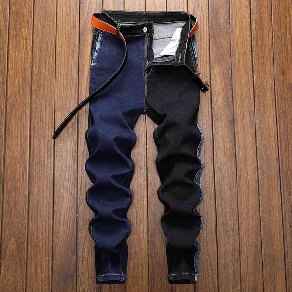 men's jeans 2022 spring and summer korean style trend stitching black jeans men's slim fit elastic pants brand long men c4kx, Blue
men's jeans 2022 spring and summer korean style trend stitching black jeans men's slim fit elastic pants brand long men c4kx, Blue