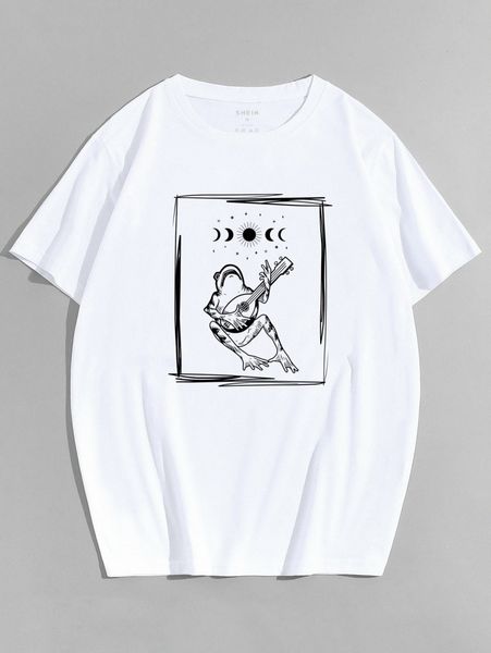 men frog & moon print tee i5j9#, White;black
men frog & moon print tee i5j9#, White;black