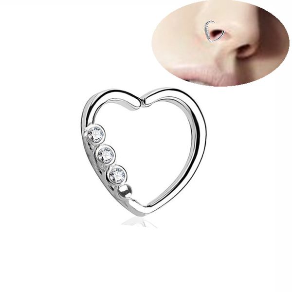 european and american fashion puncture nose ring nose buckle 3 heart-shaped zircon stud earrings piercing jewelry cross-border selling, Silver
european and american fashion puncture nose ring nose buckle 3 heart-shaped zircon stud earrings piercing jewelry cross-border selling, Silver