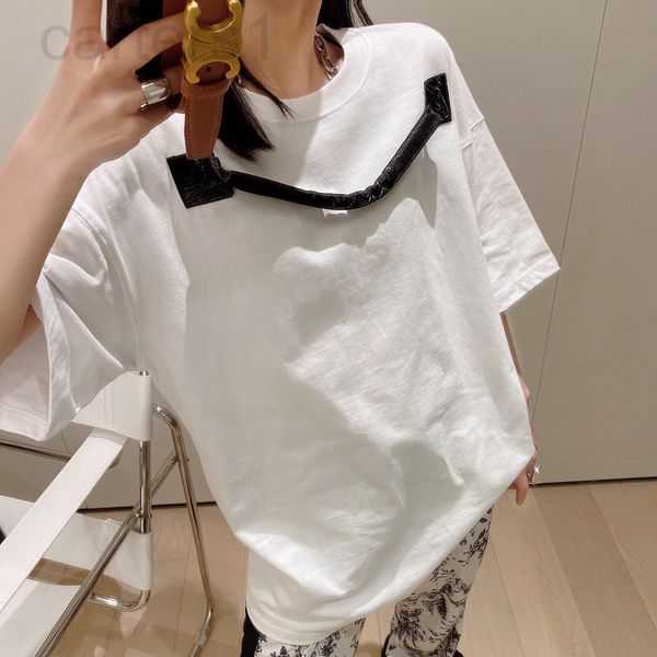 women's t-shirt designer simple chest contrast leather short sleeve t-shirt 2021 spring and summer new texture versatile oversize cotto, White
women's t-shirt designer simple chest contrast leather short sleeve t-shirt 2021 spring and summer new texture versatile oversize cotto, White
