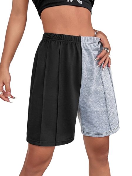 two tone seam detail shorts c04s#, White;black 
two tone seam detail shorts c04s#, White;black