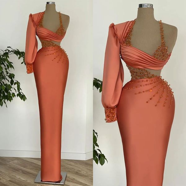 satin silk elegant mermaid evening dresses one shoulder long sleeve beading formal party pageant gowns custom made, Black;red
satin silk elegant mermaid evening dresses one shoulder long sleeve beading formal party pageant gowns custom made, Black;red