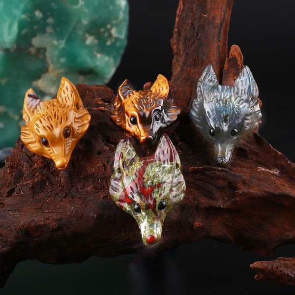 source factory semi gem stone crystal pendant animal creative small pendant jade wolf head vintage sweater chain, Black
source factory semi gem stone crystal pendant animal creative small pendant jade wolf head vintage sweater chain, Black
