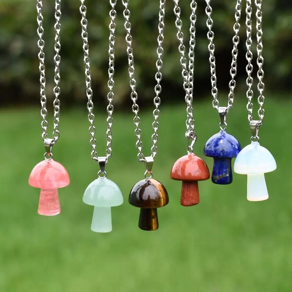carving mushroom shape stone pendant reiki healing crystal tiger eye rose quartz opal aventurines necklace for women jewelry stainless steel, Silver
carving mushroom shape stone pendant reiki healing crystal tiger eye rose quartz opal aventurines necklace for women jewelry stainless steel, Silver