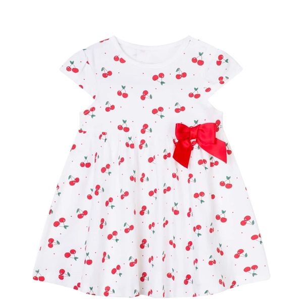 toddler girls bow front cherry print smock dress she, Red;yellow 
toddler girls bow front cherry print smock dress she, Red;yellow