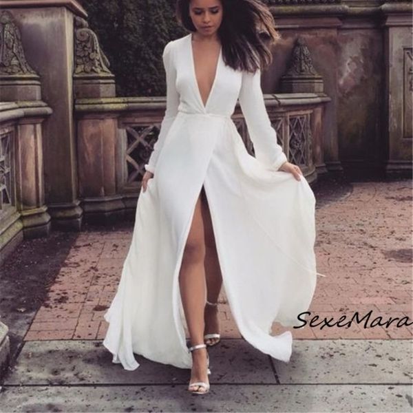 long sleeve vneck women maxi dress fashion arrival elegant white long dress y200805, Black;pink
long sleeve vneck women maxi dress fashion arrival elegant white long dress y200805, Black;pink