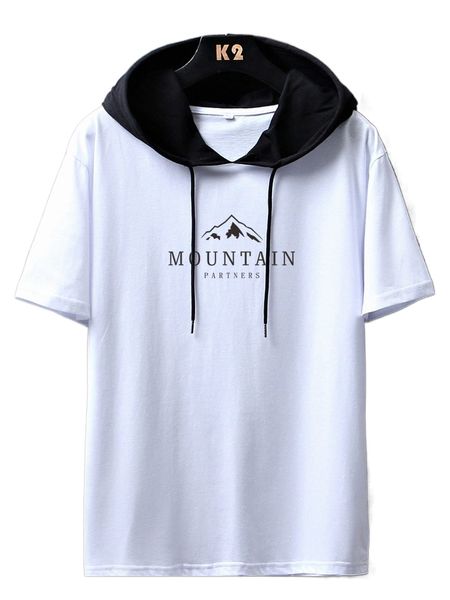 romwe guys letter graphic hooded tee a1bl#, White;black