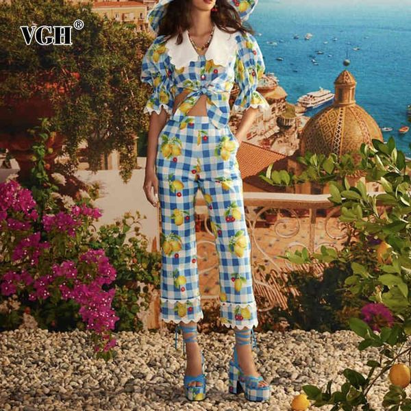 blue plaid print two piece set for women lapel puff half sleeve high waist straight pants sweet sets female summer 210507, White
blue plaid print two piece set for women lapel puff half sleeve high waist straight pants sweet sets female summer 210507, White