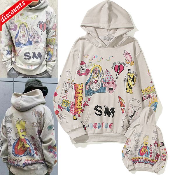 men's brand fashion trend sweater wholesale new hand-painted graffiti in old gray cartoon loose hoodie coat, Black
men's brand fashion trend sweater wholesale new hand-painted graffiti in old gray cartoon loose hoodie coat, Black