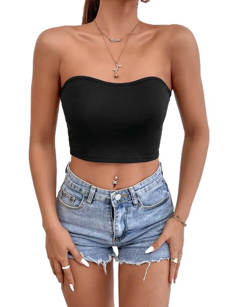 petite solid backless crop tube l6nn#, White
petite solid backless crop tube l6nn#, White