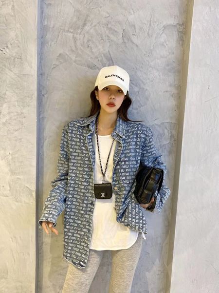 women's blouses & shirts designer 2022 spring new all over letters denim shirt women's thin loose and versatile casual long sleeve, White
women's blouses & shirts designer 2022 spring new all over letters denim shirt women's thin loose and versatile casual long sleeve, White