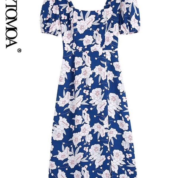 women with tied floral print midi dress vintage puff sleeve front slit female dresses vestidos mujer 220526, Black;gray
women with tied floral print midi dress vintage puff sleeve front slit female dresses vestidos mujer 220526, Black;gray