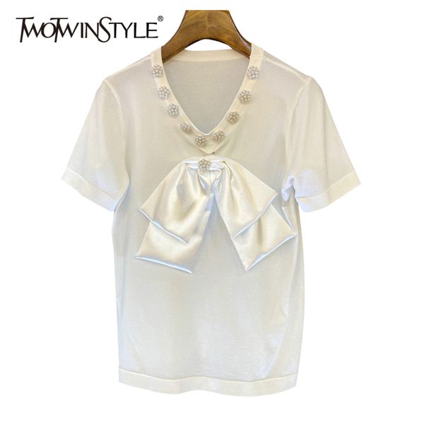 twowinsyle white patchwork bow pearl shirt for women v neck short sleeve casual korean shirts female fashion clothes 210423
twowinsyle white patchwork bow pearl shirt for women v neck short sleeve casual korean shirts female fashion clothes 210423