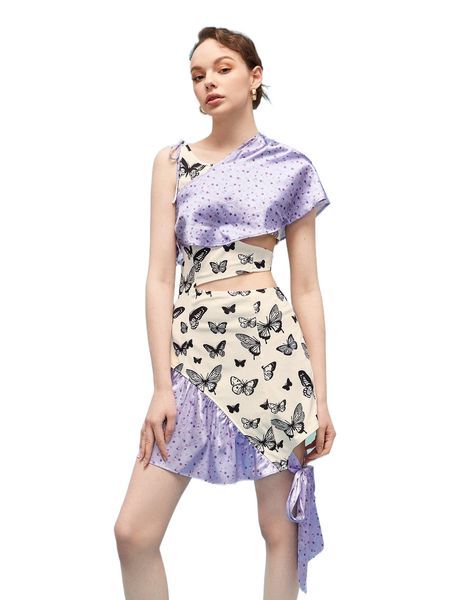 x allalong butterfly print knot side cut out dress 14iw#, Black;gray
x allalong butterfly print knot side cut out dress 14iw#, Black;gray