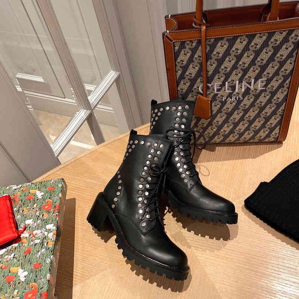 women's leather boots motorcycle boots winter shoes round head square high heels series, Black
women's leather boots motorcycle boots winter shoes round head square high heels series, Black