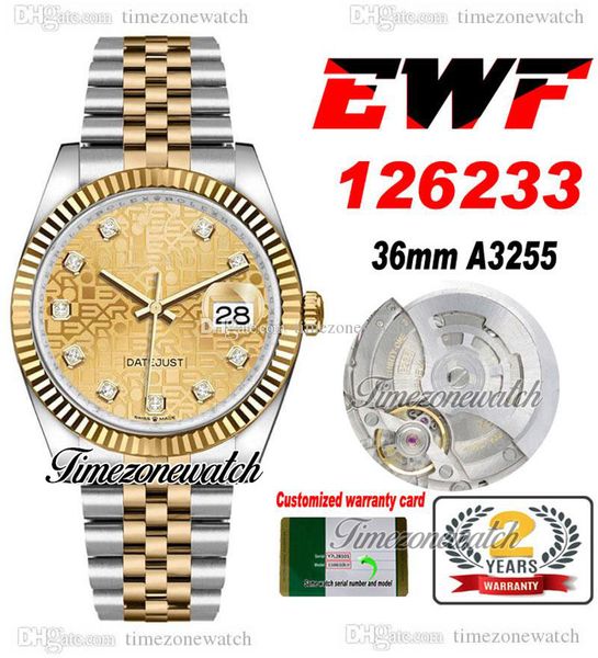 ewf 36 126233 a3235 automatic mens watch two tone yellow gold champagne logo diamonds 904l jubileesteel bracelet same serial card super edit, Slivery;brown
ewf 36 126233 a3235 automatic mens watch two tone yellow gold champagne logo diamonds 904l jubileesteel bracelet same serial card super edit, Slivery;brown