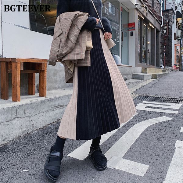 chic stylish patchwork women knitted long skirts autumn winter elastic high waist loose female pleated sweater skirts, Black
chic stylish patchwork women knitted long skirts autumn winter elastic high waist loose female pleated sweater skirts, Black