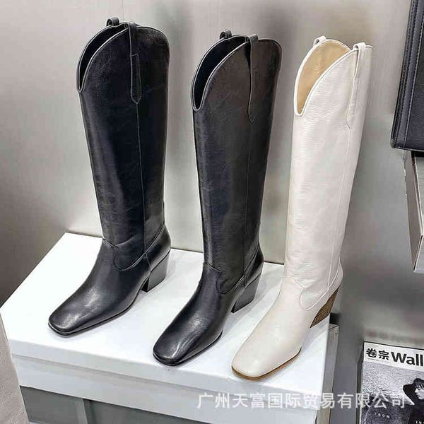 boots niche design autumn winter western cowboy leather thick heel knee length boots side zipper square head knight, Black
boots niche design autumn winter western cowboy leather thick heel knee length boots side zipper square head knight, Black
